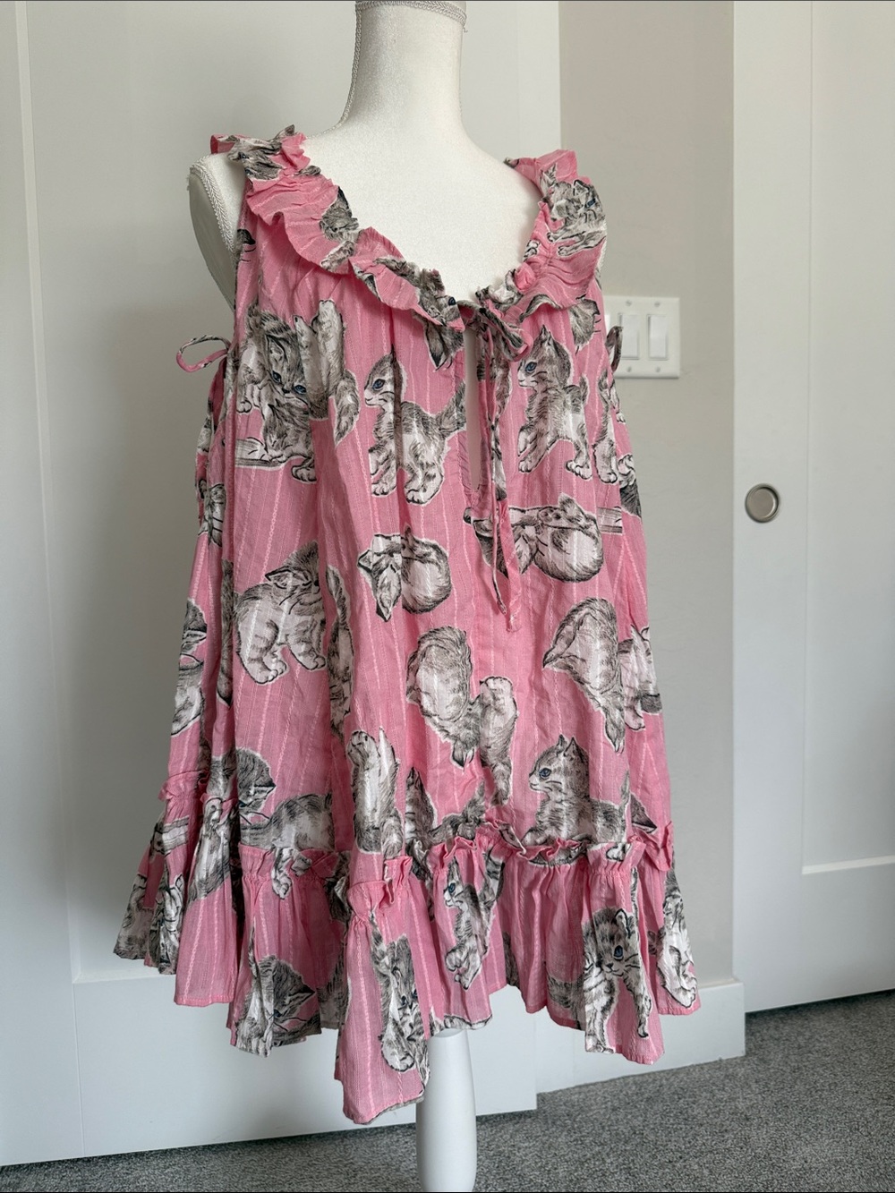 NWT Pink Ruffle Sleeveless Babydoll Sleep Dress - Picture 3 of 5